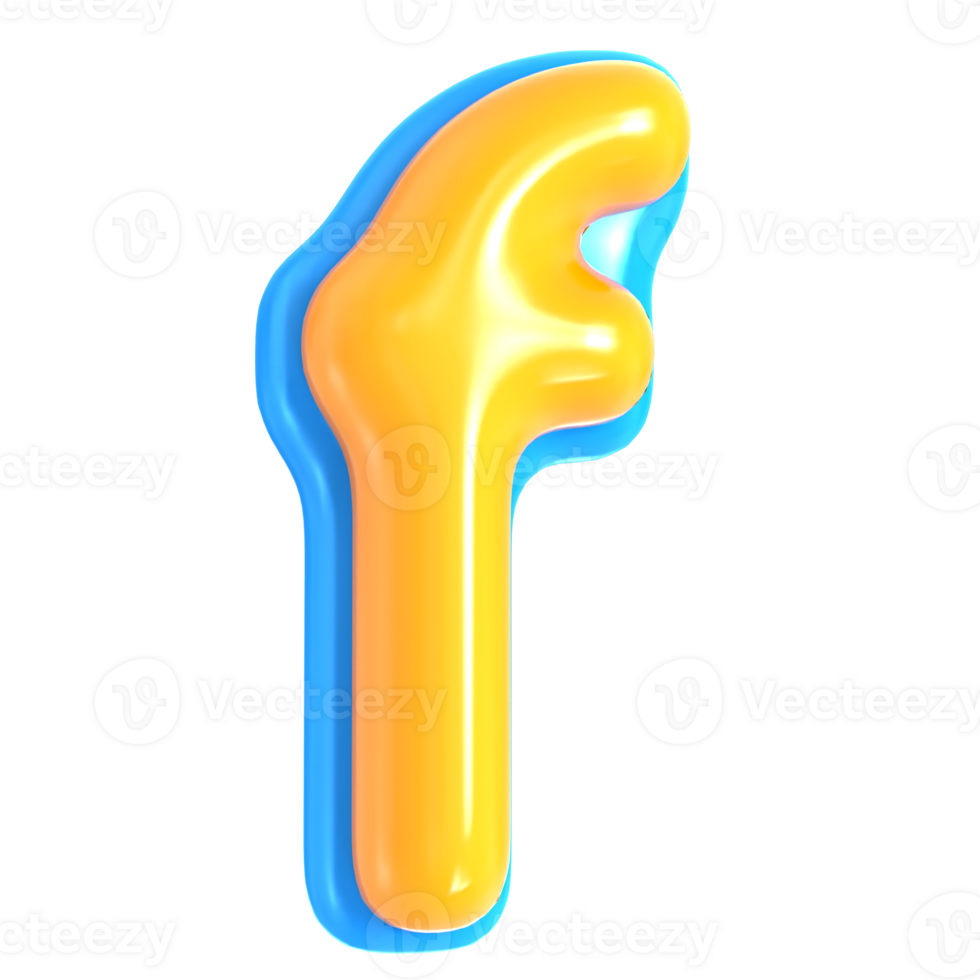 Yellow Alphabet with Blue 3D Letter f png