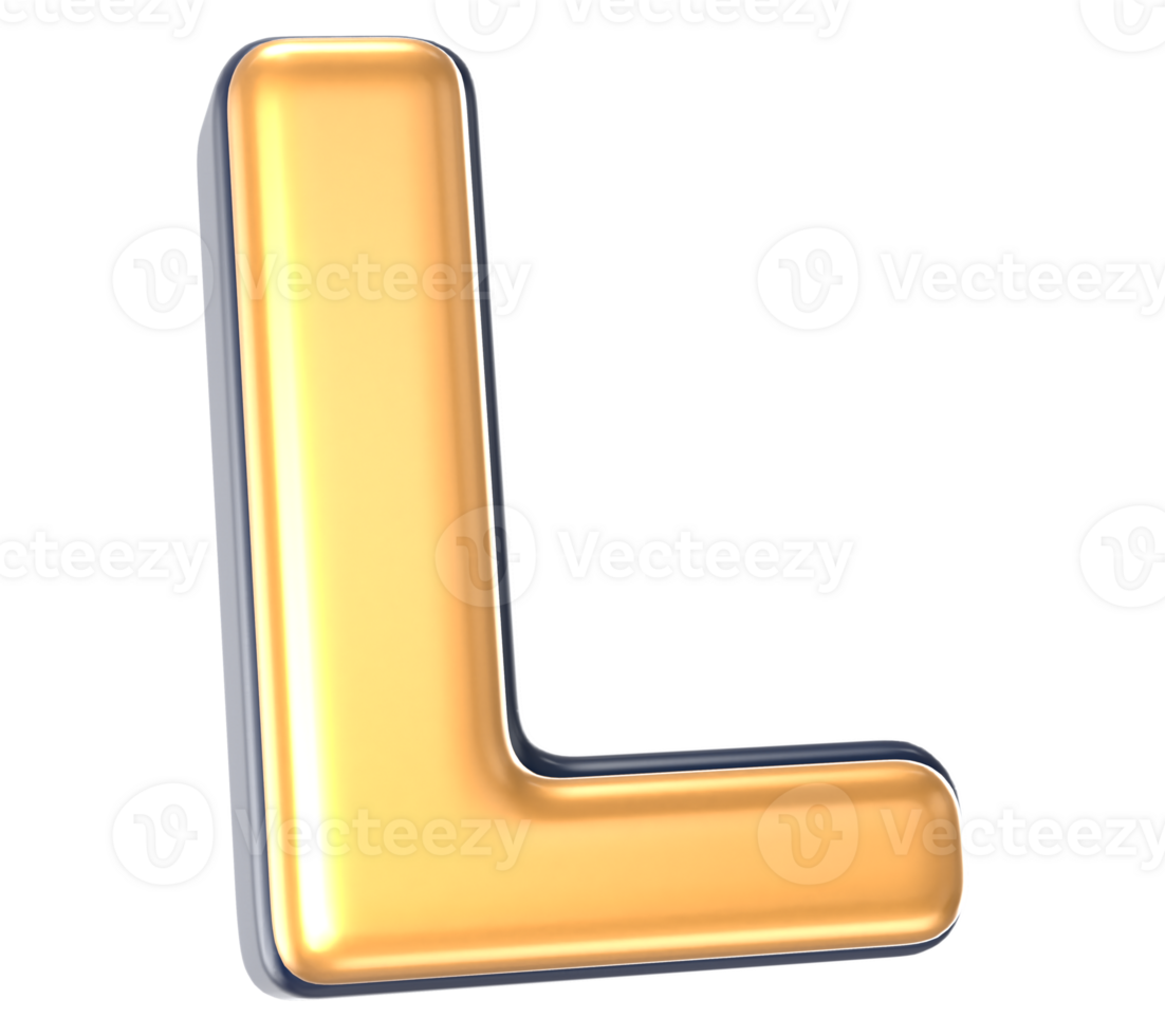Font L 3D Render png