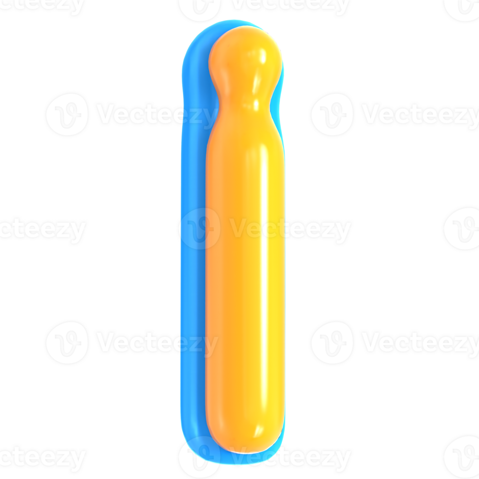 Yellow Alphabet with Blue 3D Letter i png
