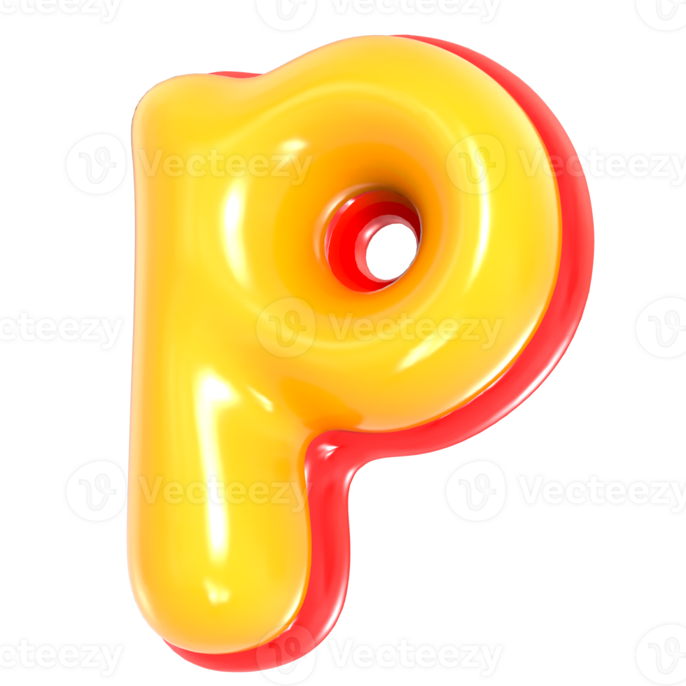 Yellow Alphabet with Red 3D Letter P png
