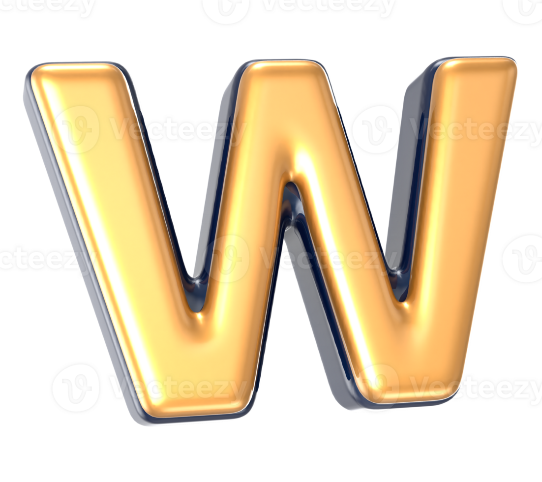 Font W 3D Render png