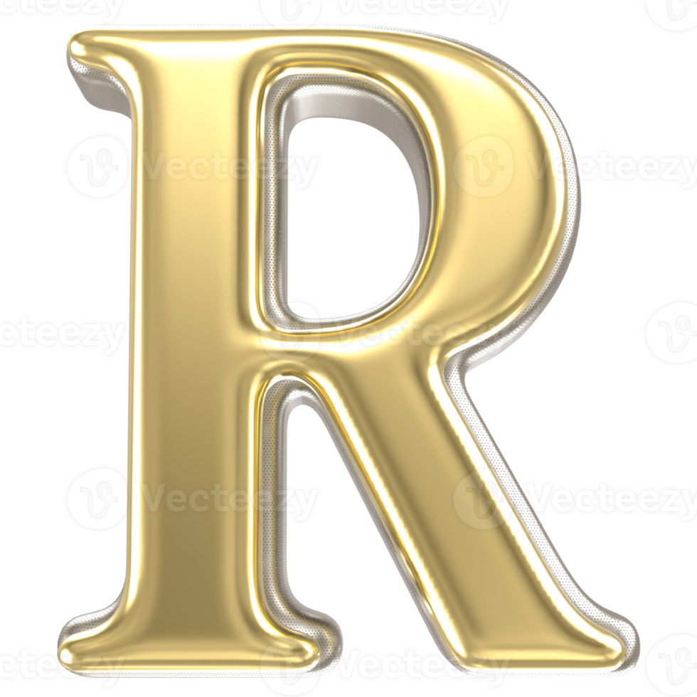 Gold Font R 3D Render png