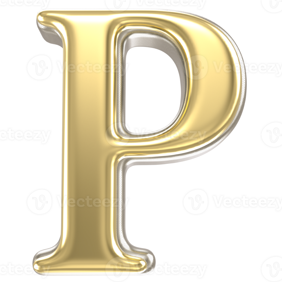 Gold Font P 3D Render png
