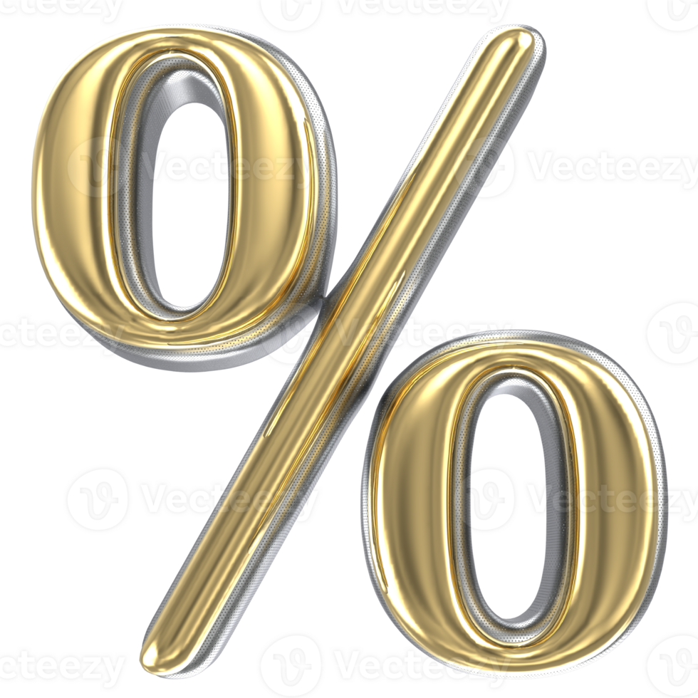 Gold Percent 3D Render png