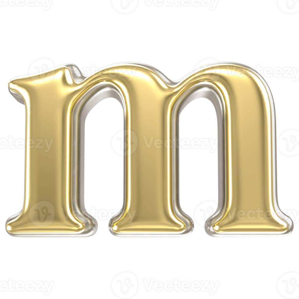 Gold Font m 3D Rendering png