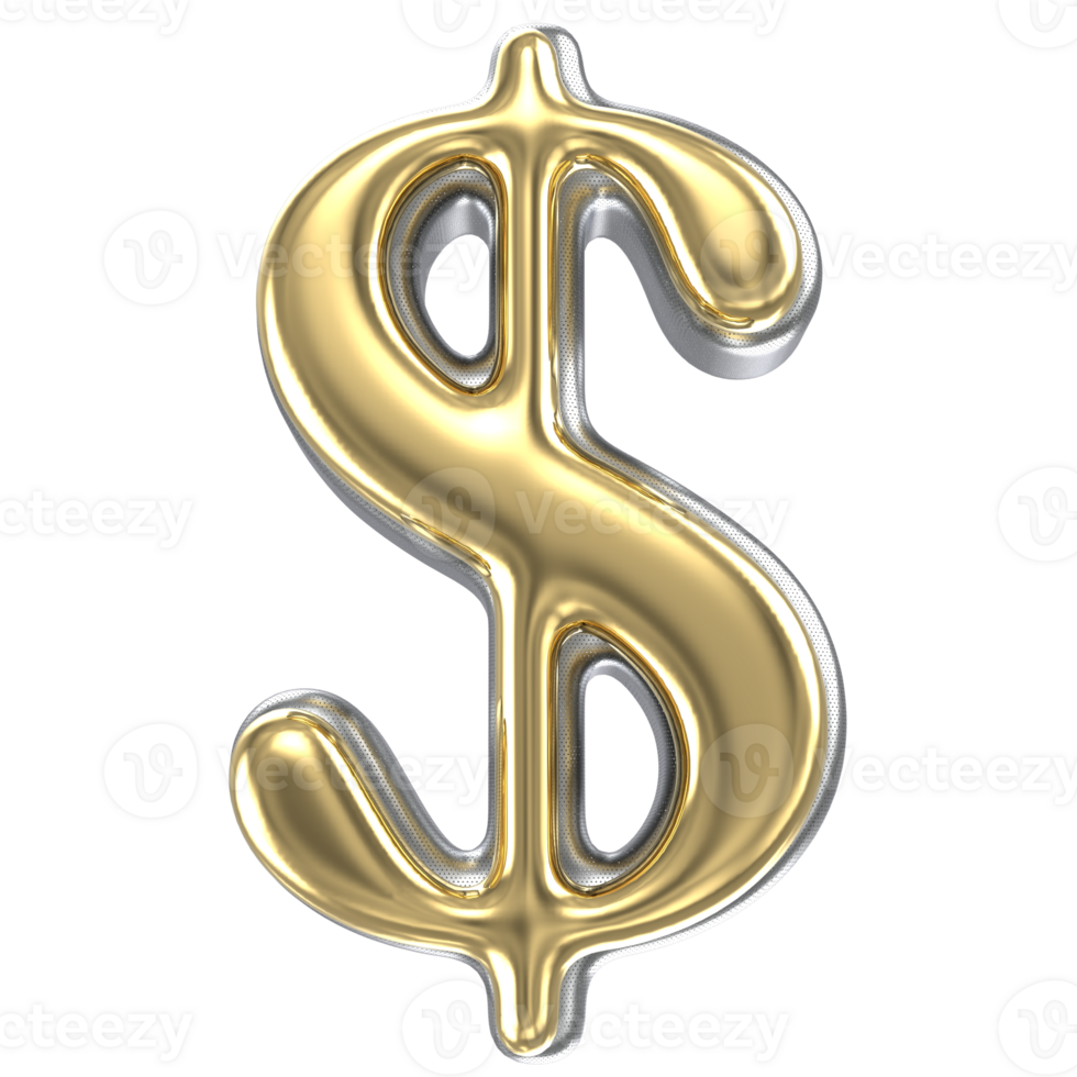 Gold Dollar 3D Render png