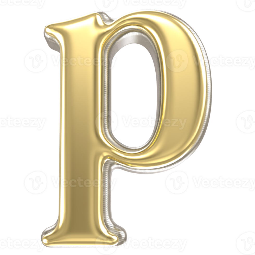 Gold Font p 3D Rendering png