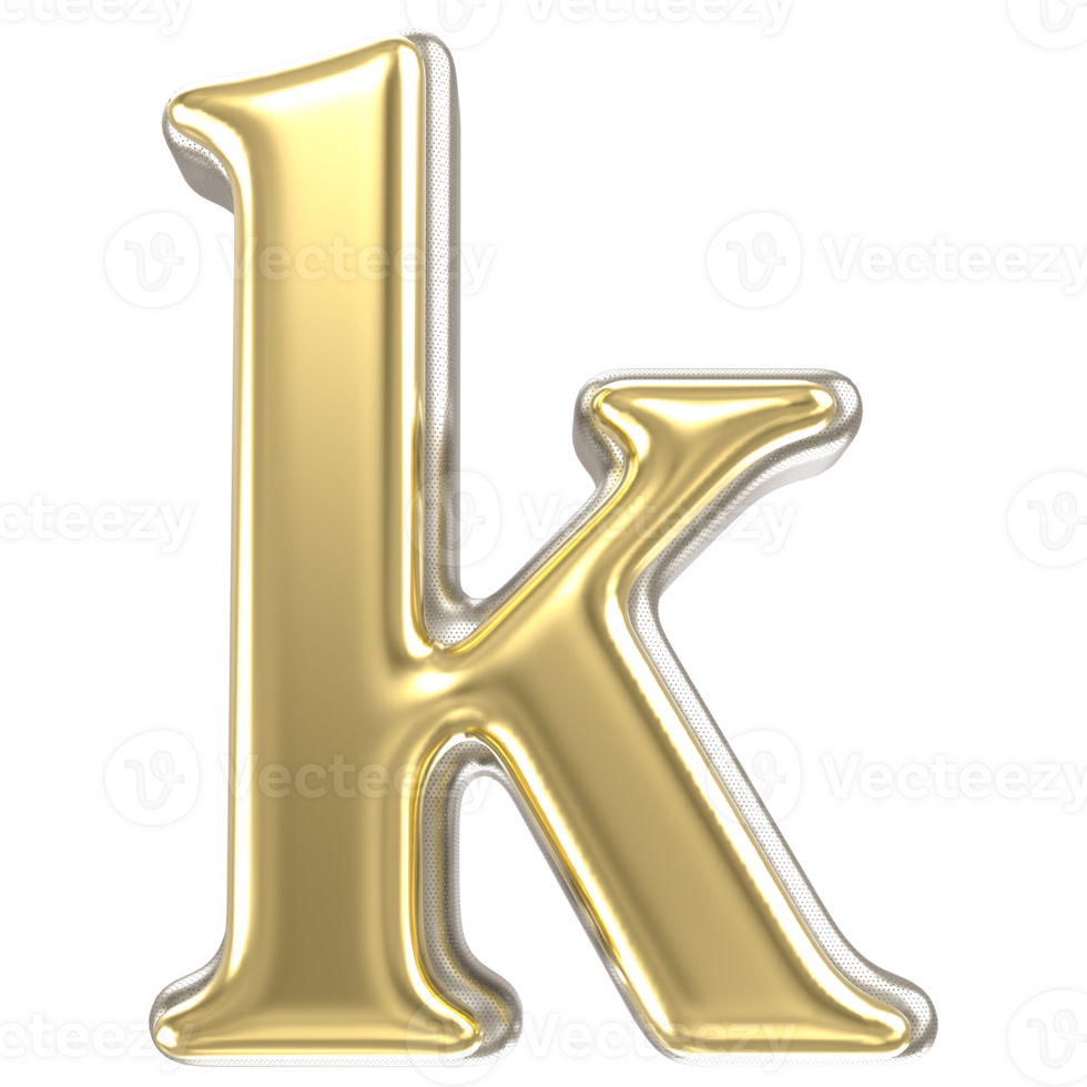 Gold Font k 3D Rendering png