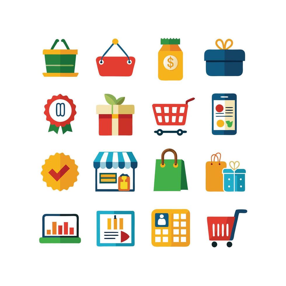 Retail and Shopping Icon Set Collection Illustration vector