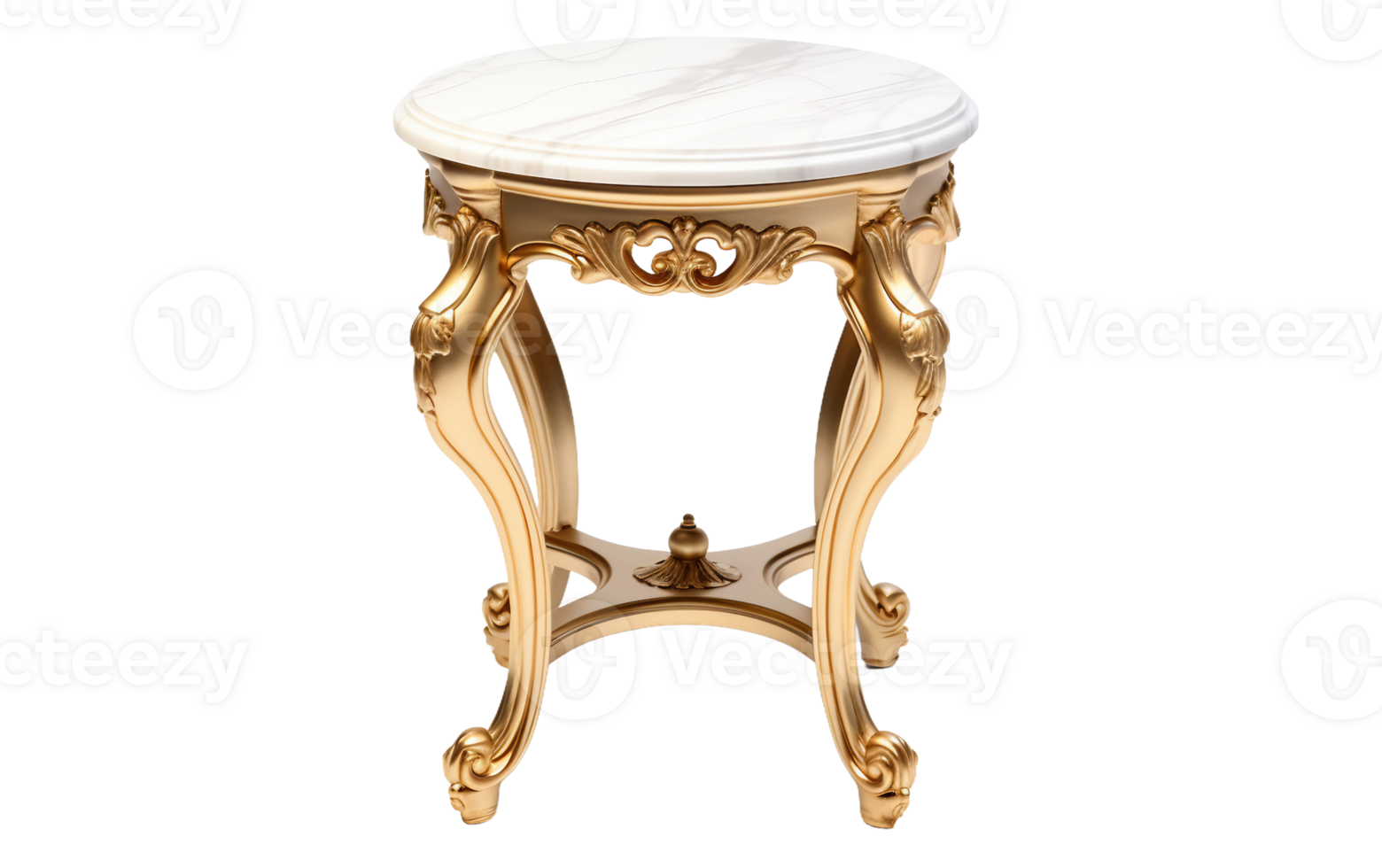 Marble Top Side Table in Gold Elegance On Transparent Background png
