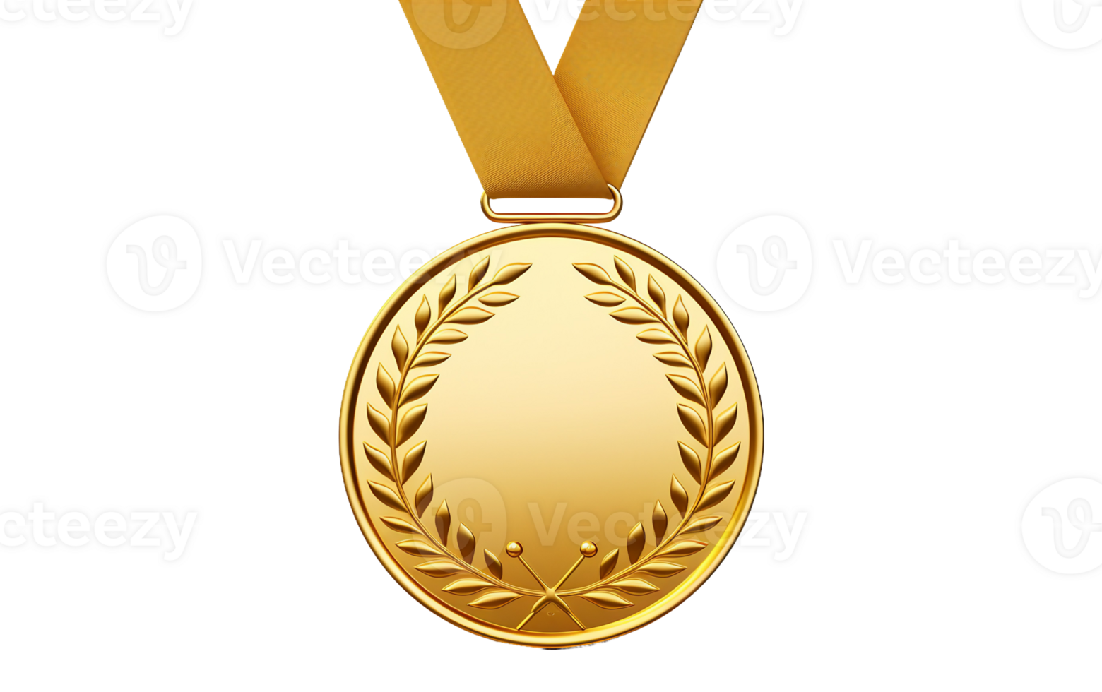 Gold Medal with Laurel Wreath On Transparent Background png