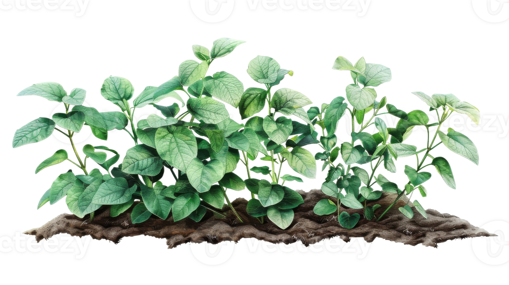 Potato Plant in Watercolor on isolated Transparent background. Format png