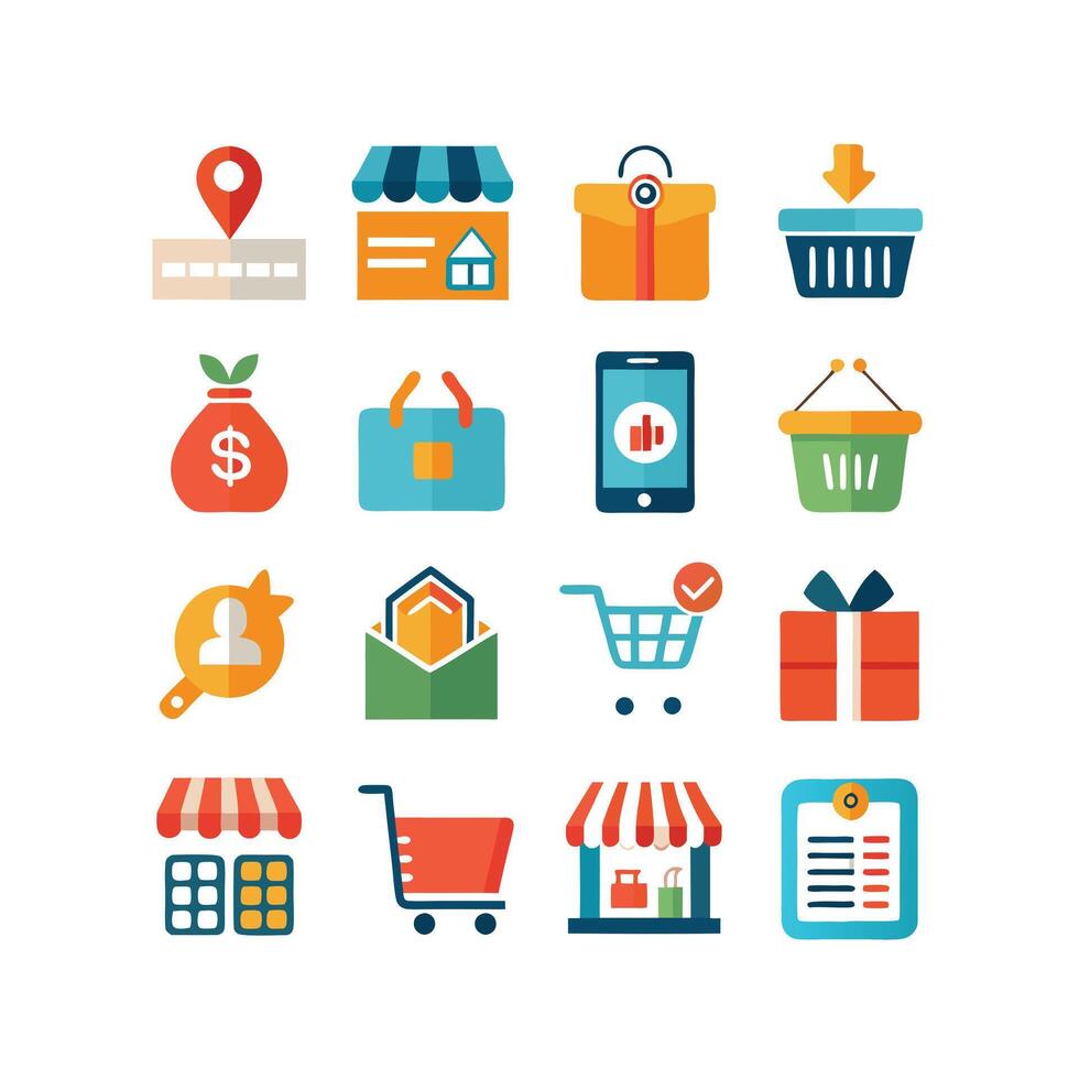 Retail and Shopping Icon Set Collection Illustration vector