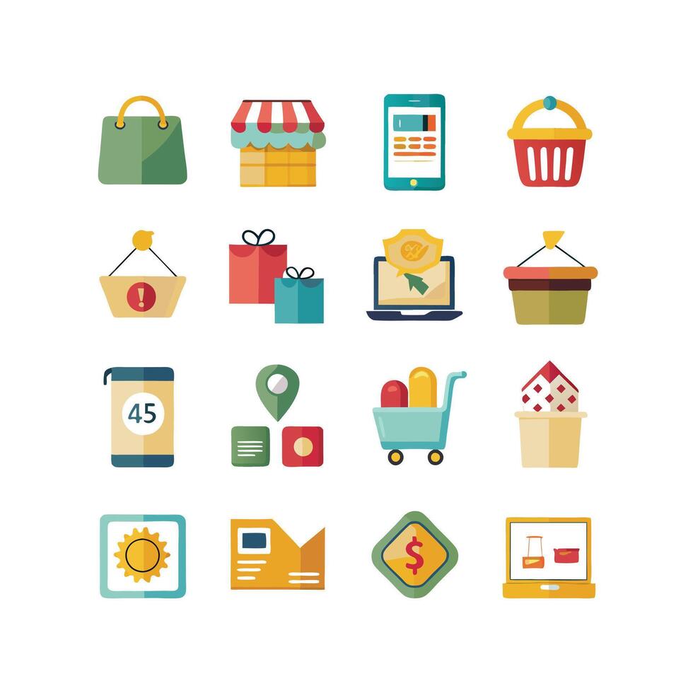 Retail and Shopping Icon Set Collection Illustration vector