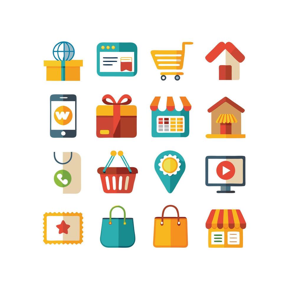 Retail and Shopping Icon Set Collection Illustration vector