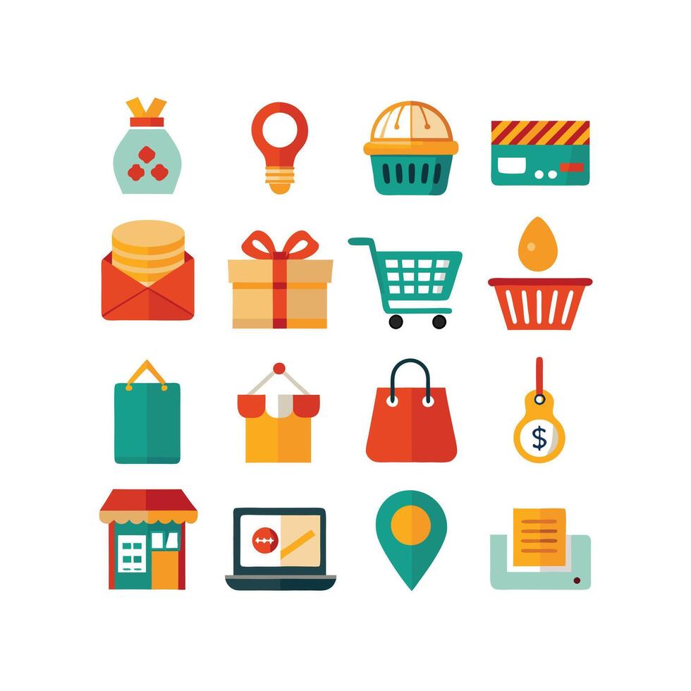 Retail and Shopping Icon Set Collection Illustration vector
