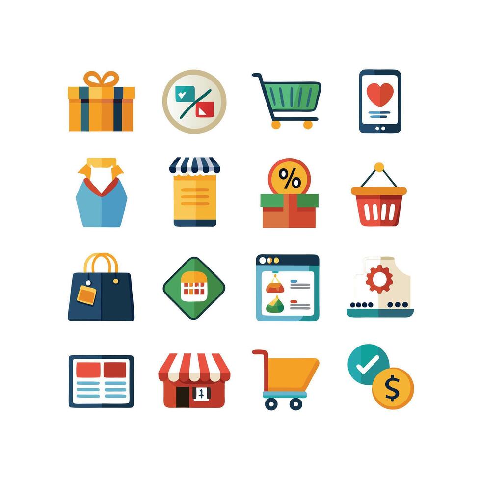Retail and Shopping Icon Set Collection Illustration vector