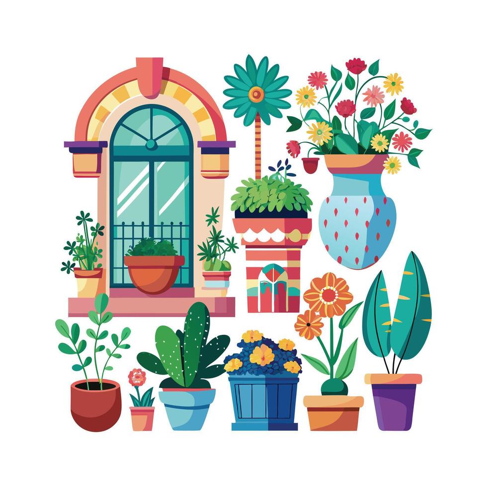Flowerpot Houseplant Illustration vector