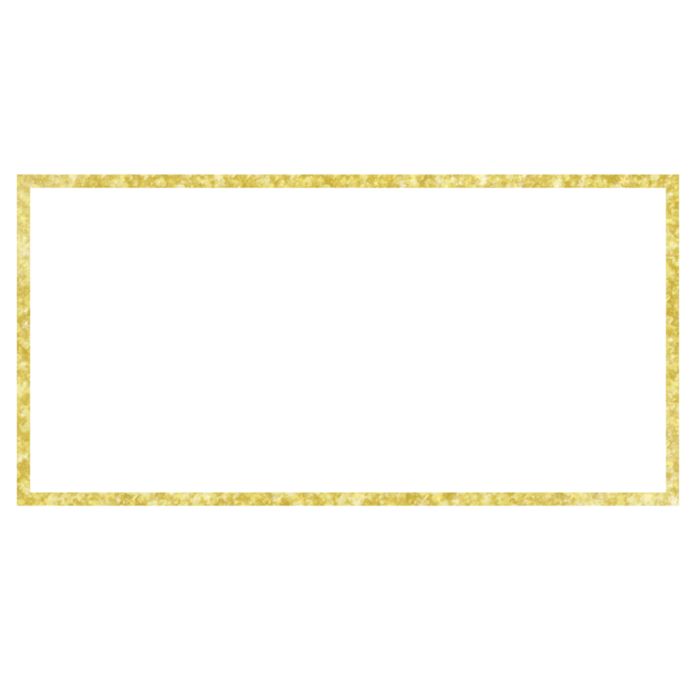 Gold rectangular frame with glitter on a transparent background png