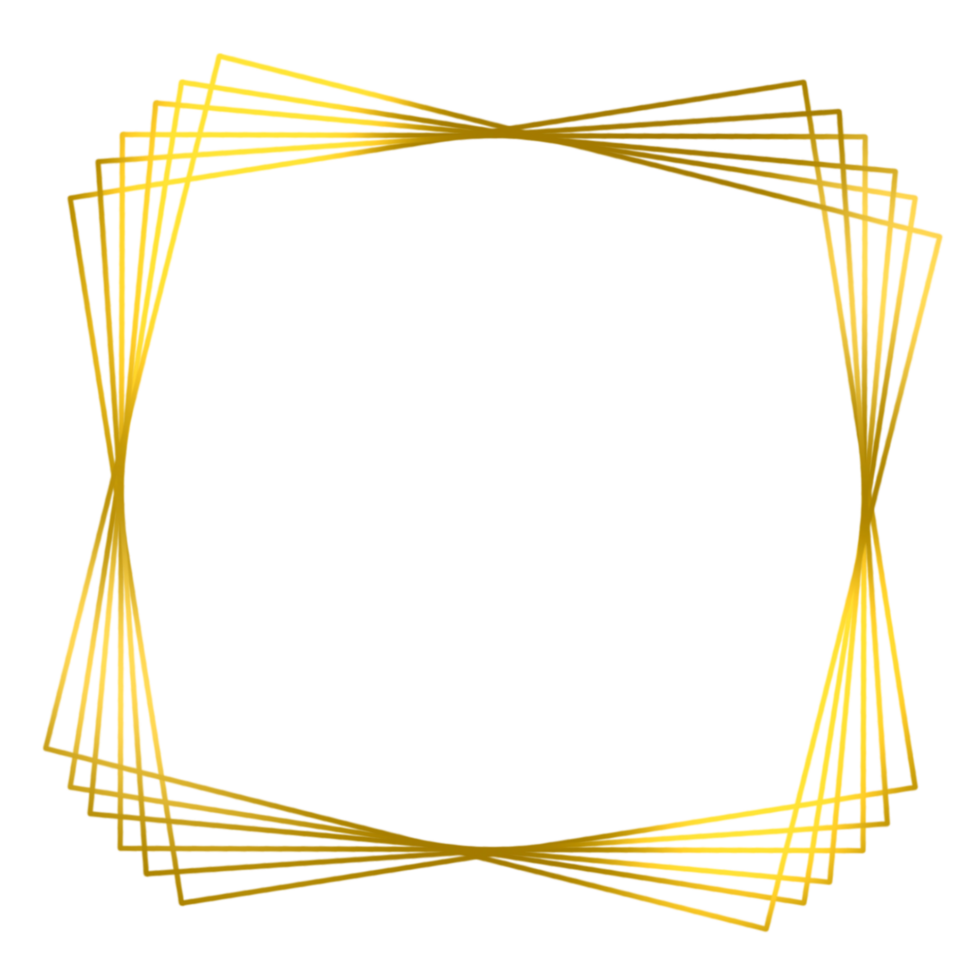 Gold Geometric Square Frame on a transparent background png