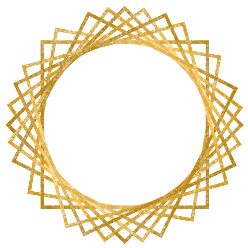 Geometric Golden Circular Frame on a Transparent Background png