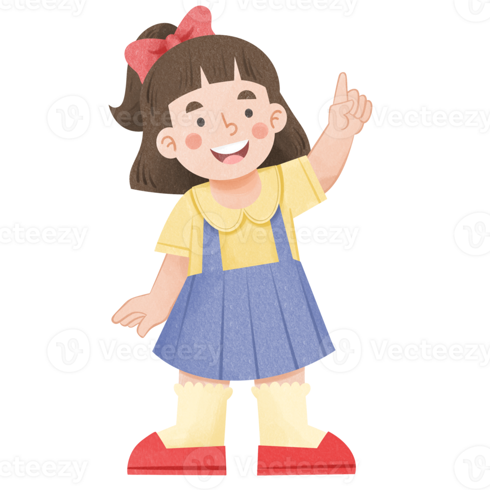 Cute little girl cartoon illustration png