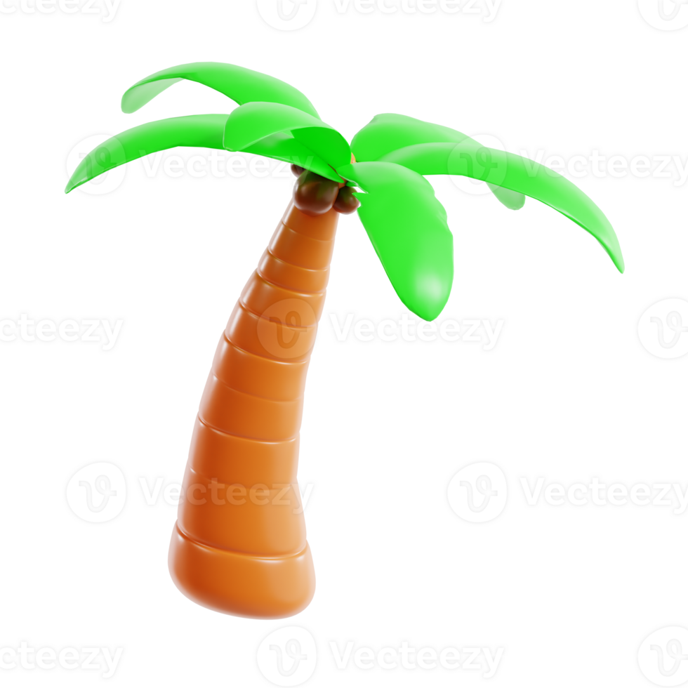 coconut tree 3d icon, transparent background png