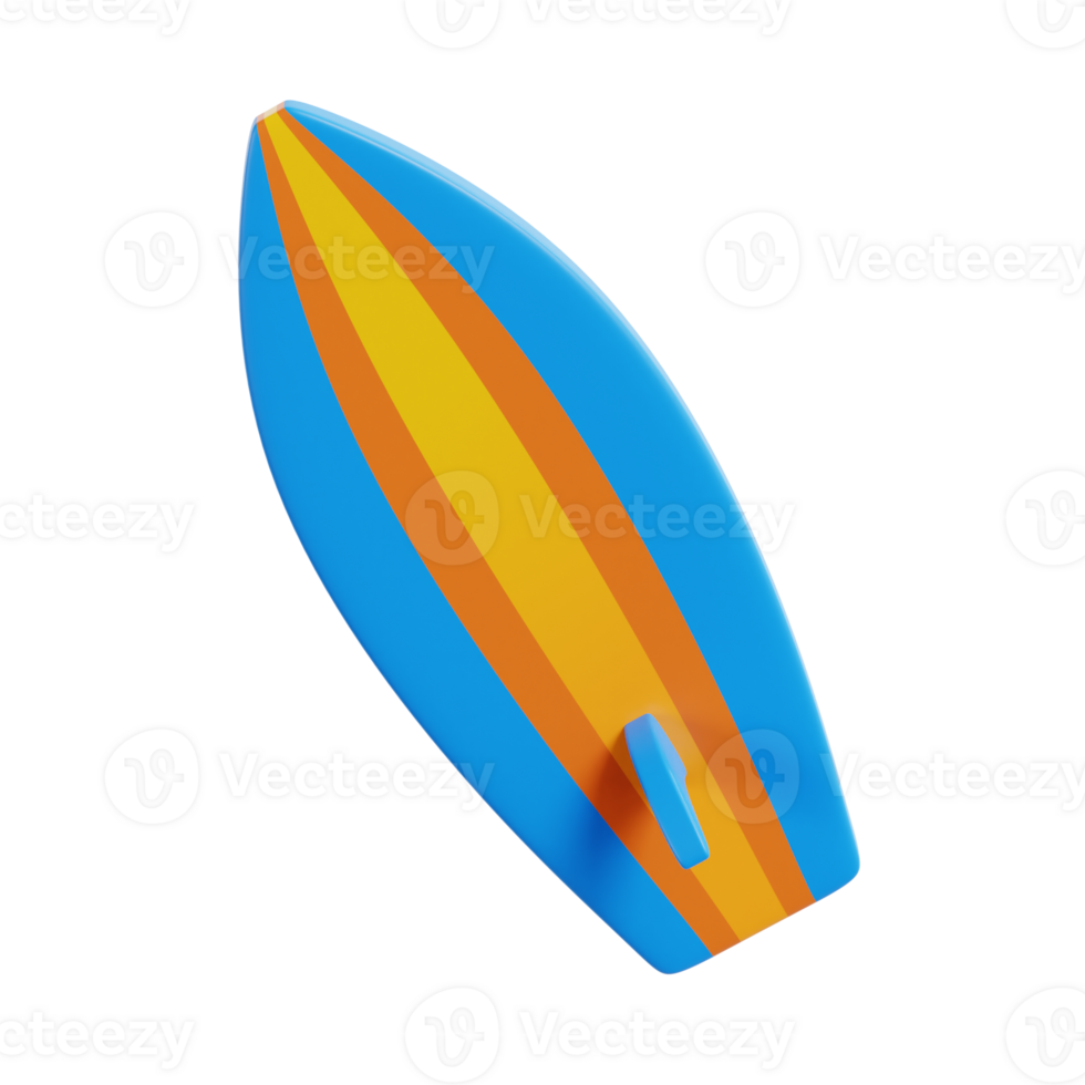 surfing board 3d icon, transparent background png