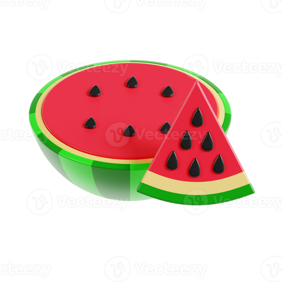 watermelon 3d icon, transparent background png