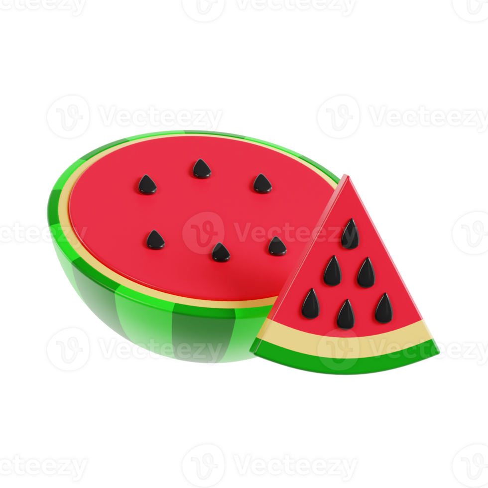 watermelon 3d icon, transparent background png