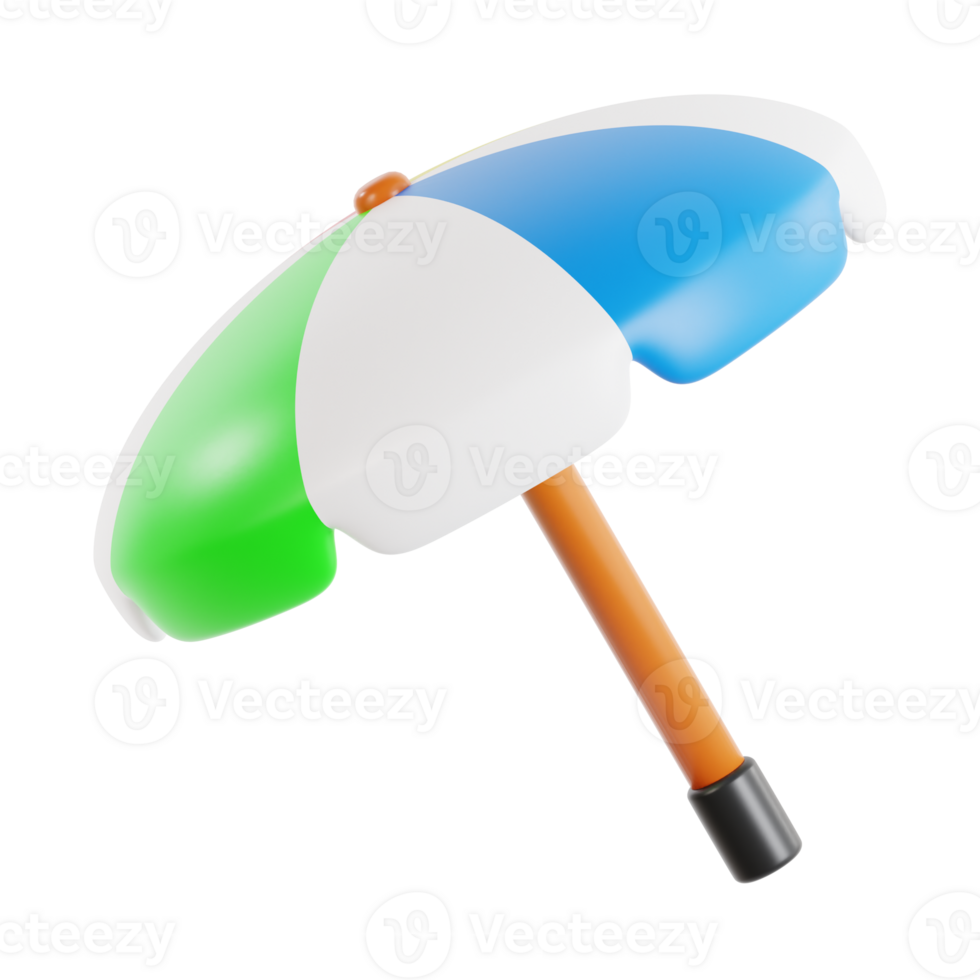 beach umbrella 3d icon, transparent background png