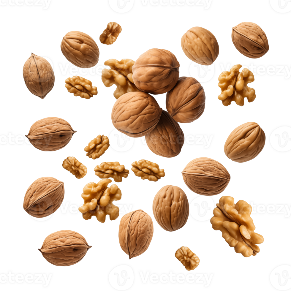 Walnuts falling with Transparent Background png
