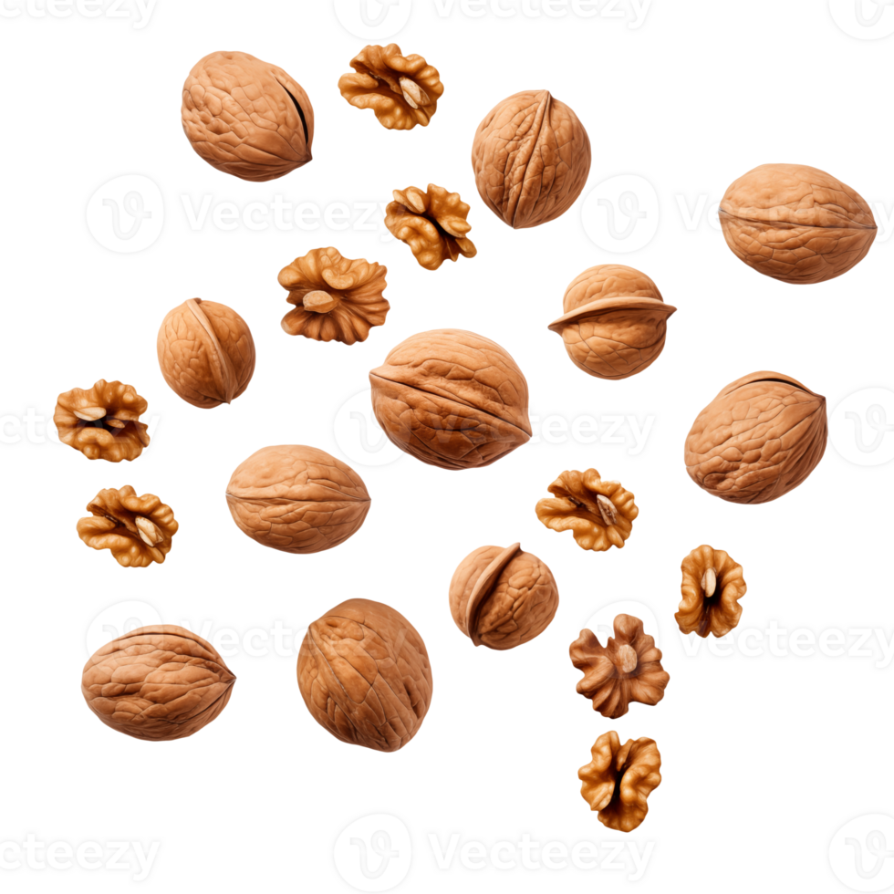 Walnuts falling with Transparent Background png
