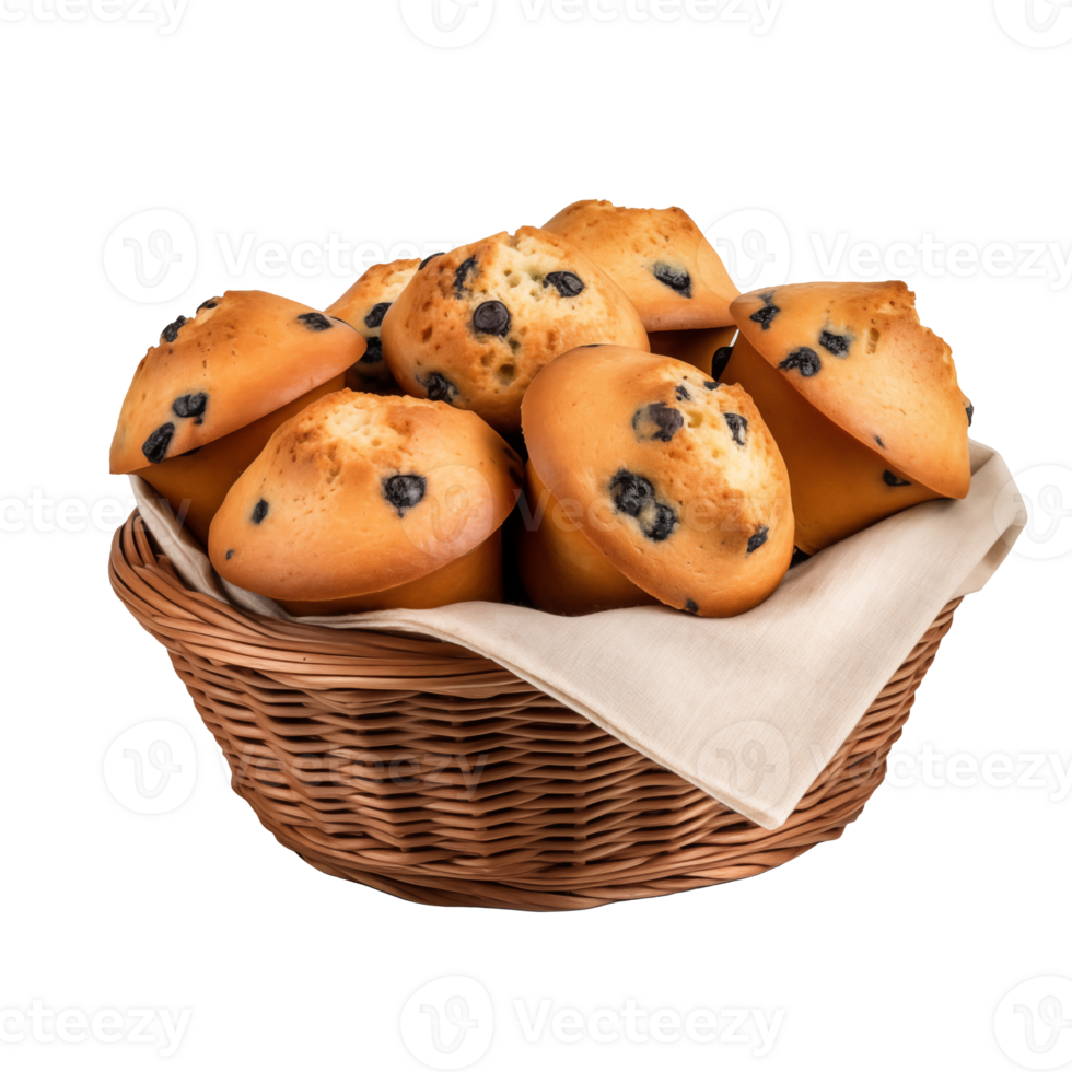 Healthy muffin cake in basket with Transparent Background png