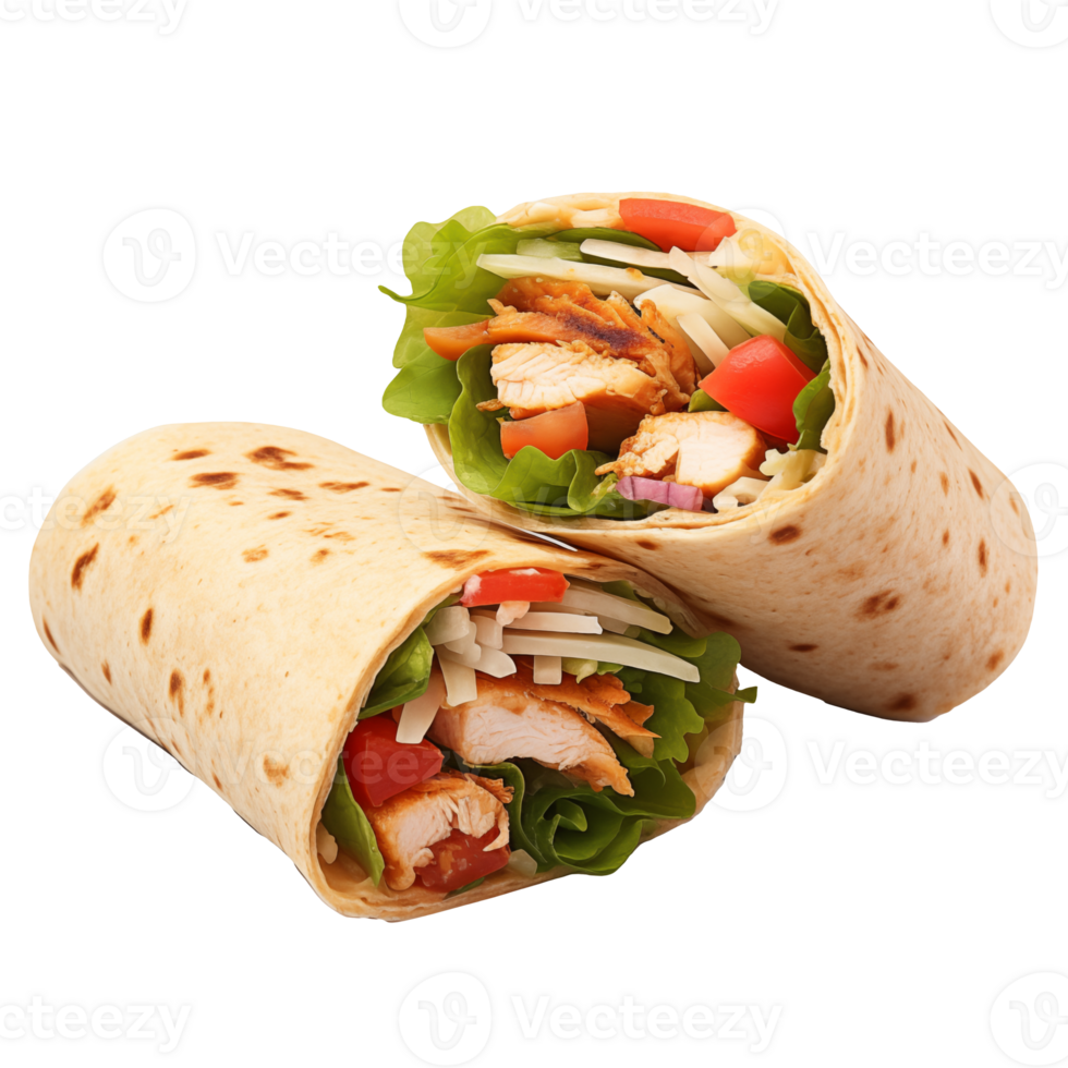Chicken wrap sandwich with Transparent Background png