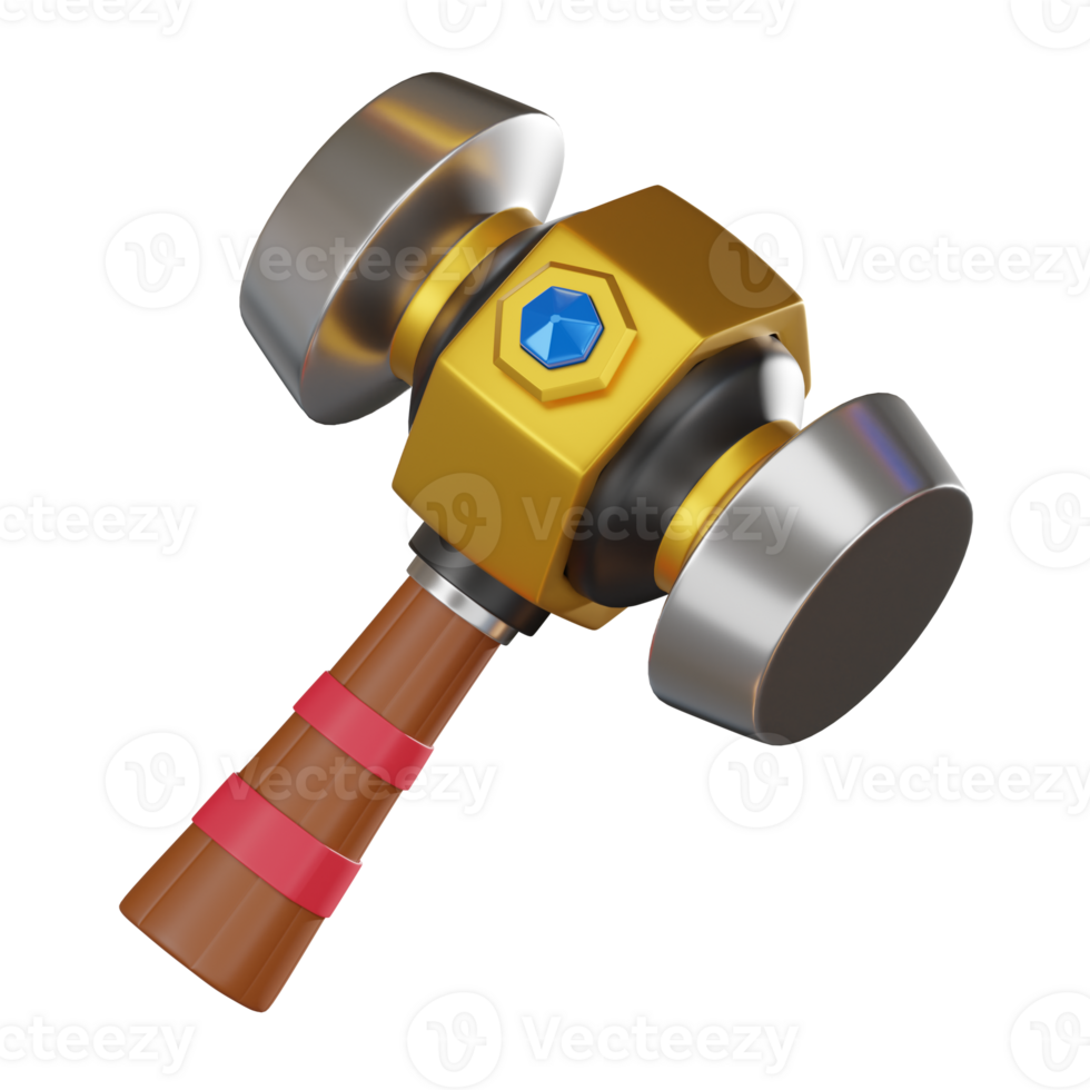 Vintage of an Ancient War Hammer in Steel. 3D Render png