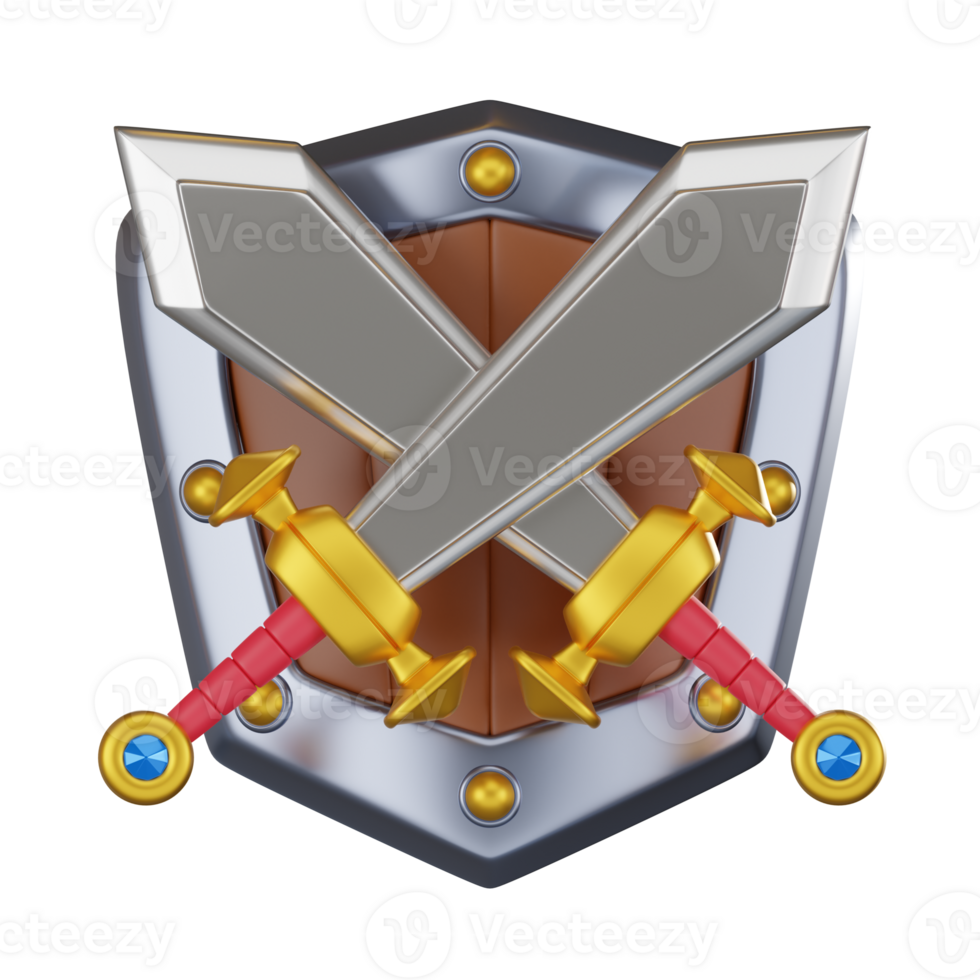 Medieval Fantasy Sword and Shield on Isolated .3D Render png