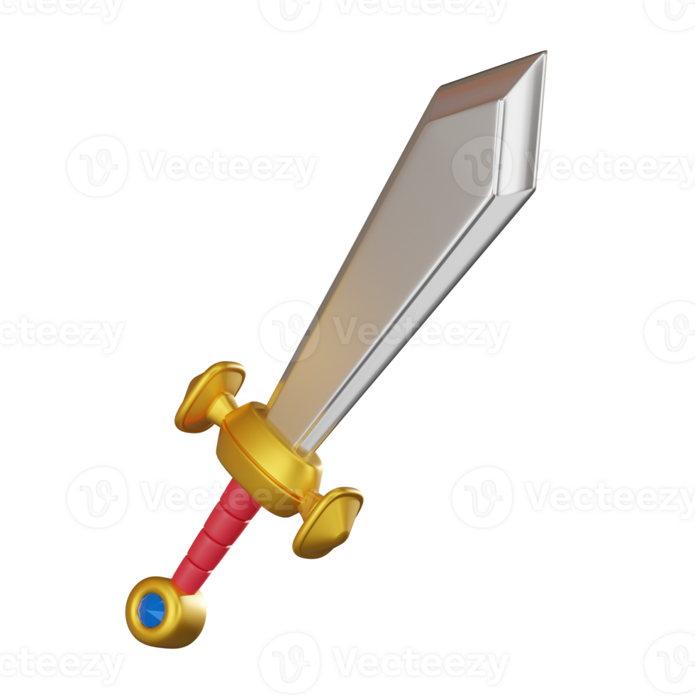 Medieval Fantasy Sword on Isolated .3D Render png