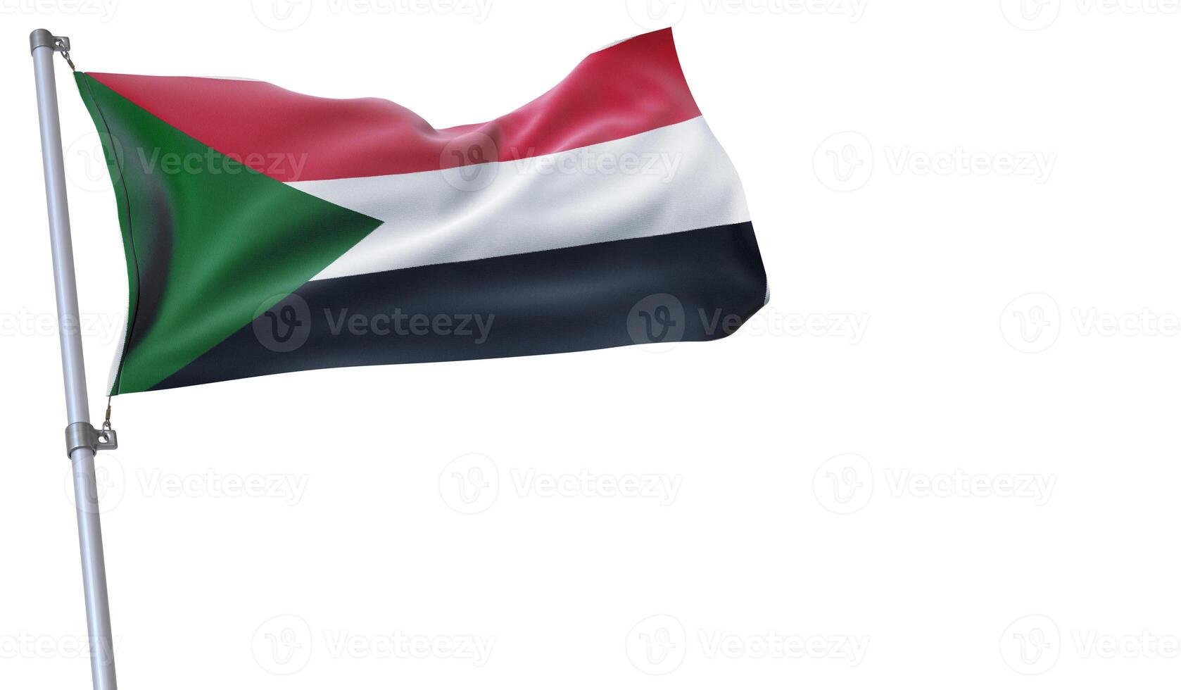 a flag is waving in the wind of Sudan on a white background photo