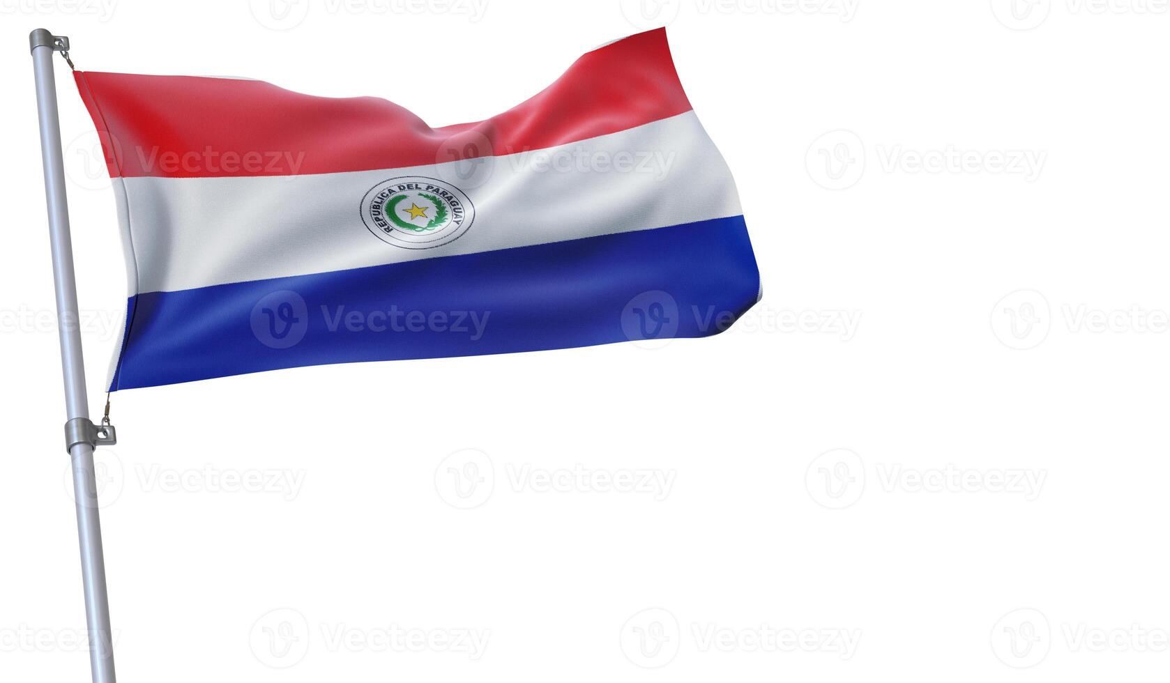 a flag is waving in the wind of Paraguay on a white background photo