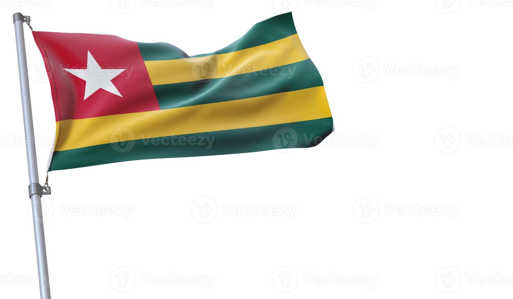 a flag is waving in the wind of Togo on a white background photo