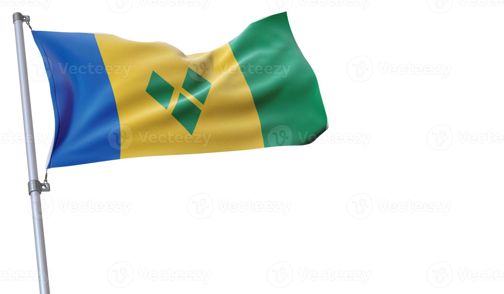a flag is waving in the wind of Saint Vincent and on a white background photo