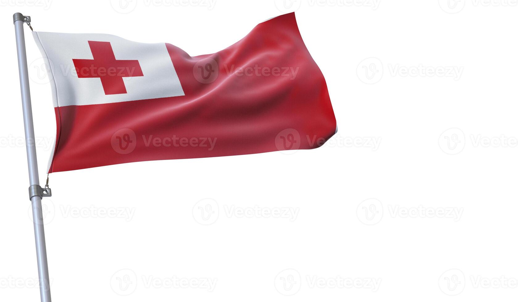 a flag is waving in the wind of Tonga on a white background photo