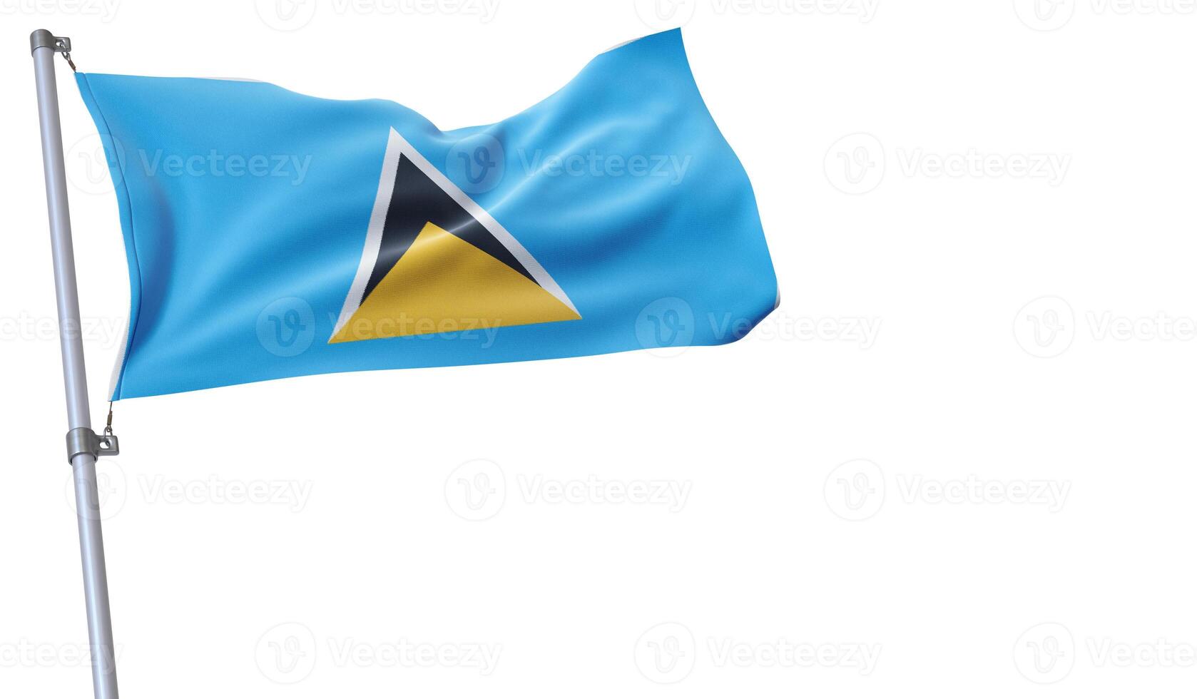 a flag is waving in the wind of Saint Lucia. on a white background photo