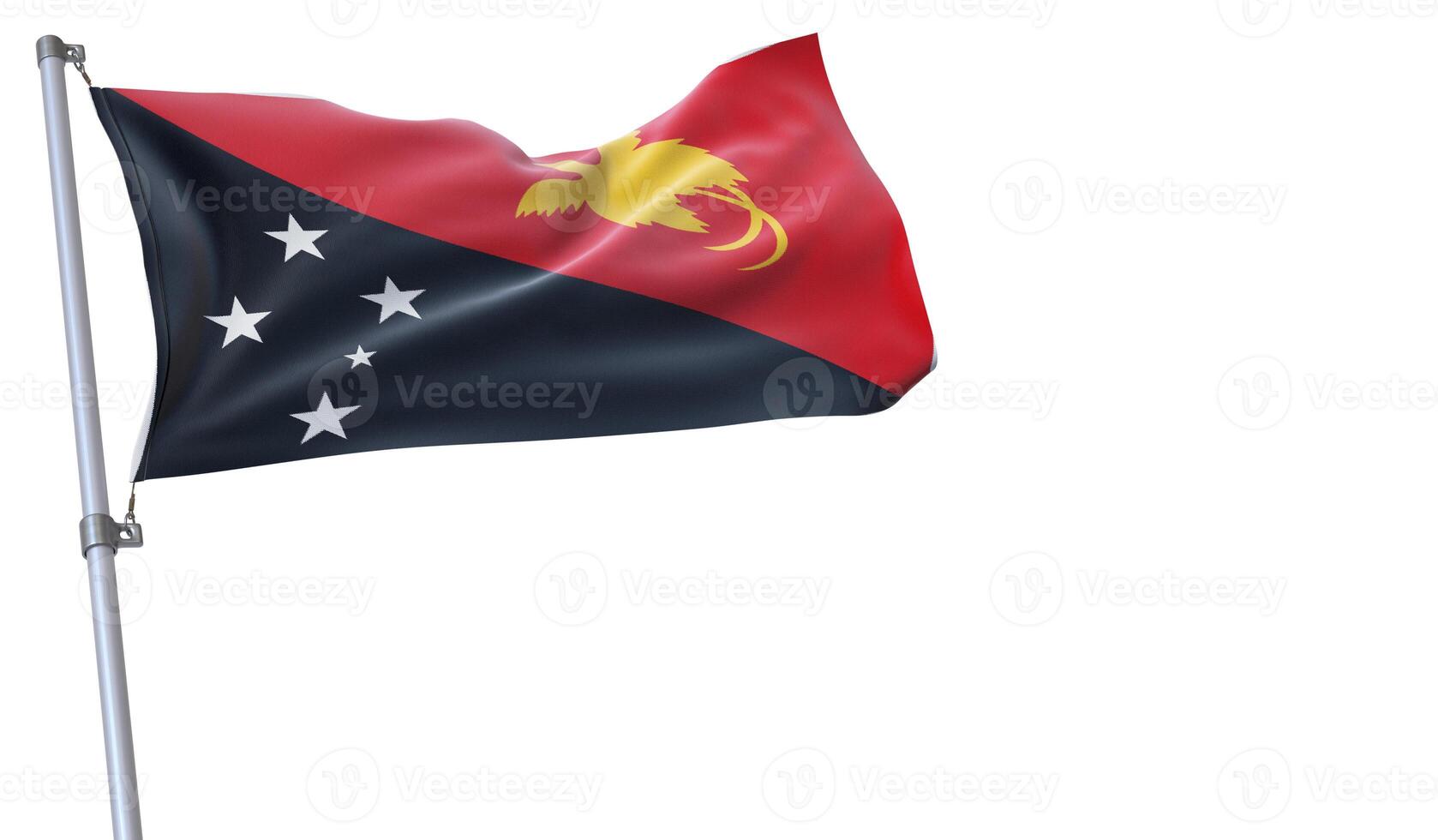 a flag is waving in the wind of Papua New Guinea on a white background photo