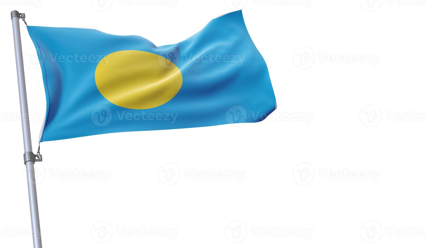 a flag is waving in the wind of Palau. on a white background photo