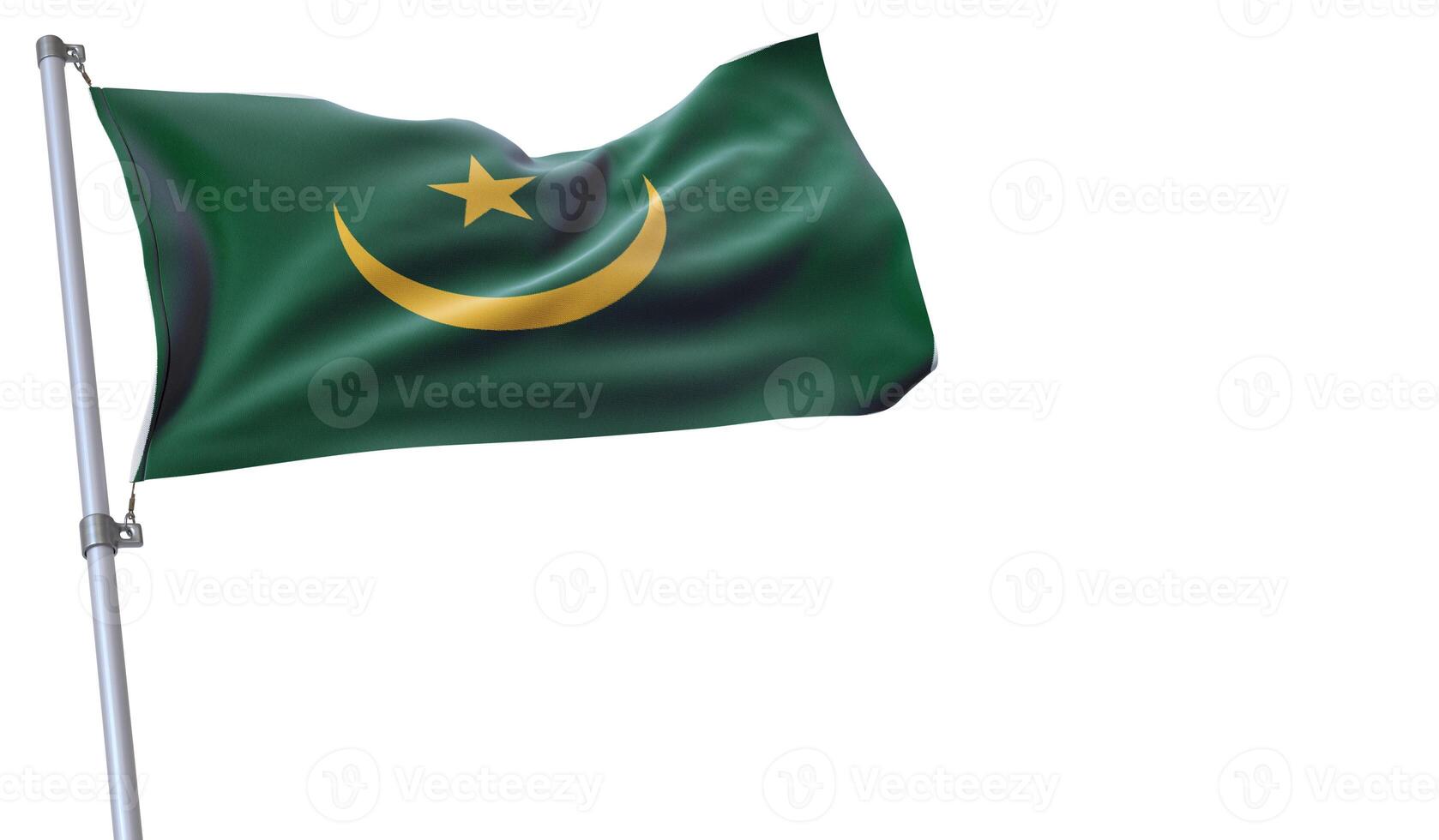 a flag is waving in the wind of Mauritania on a white background photo