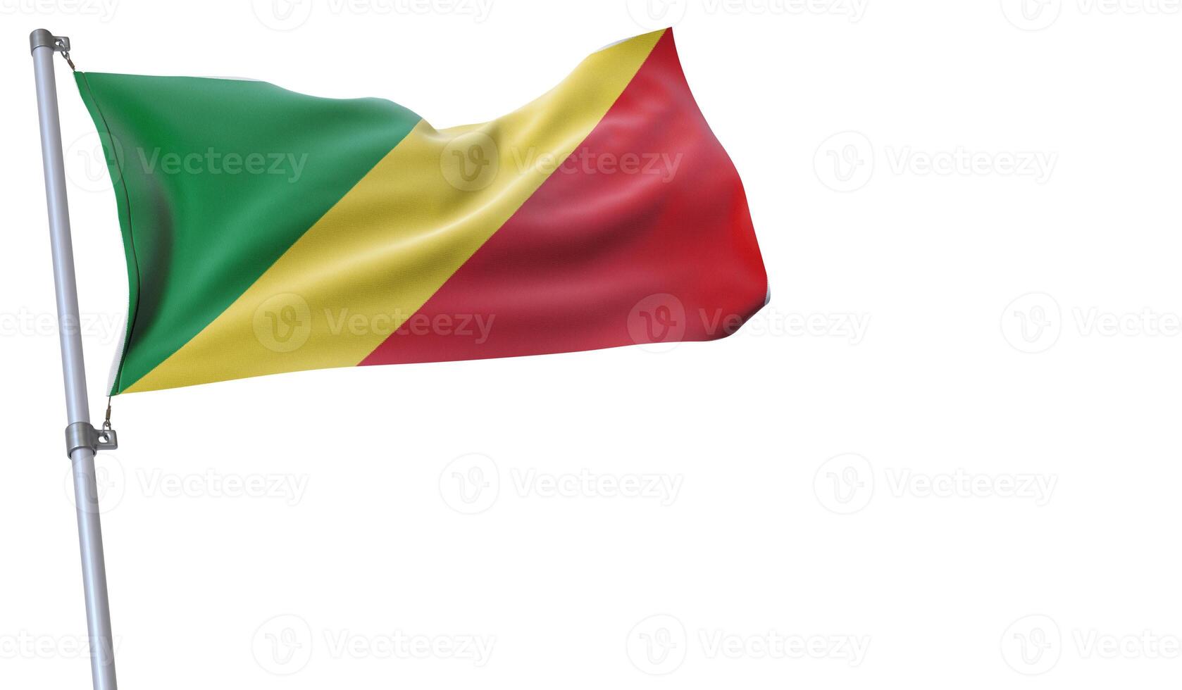 a flag is waving in the wind of Republic of the Congo on a white background photo