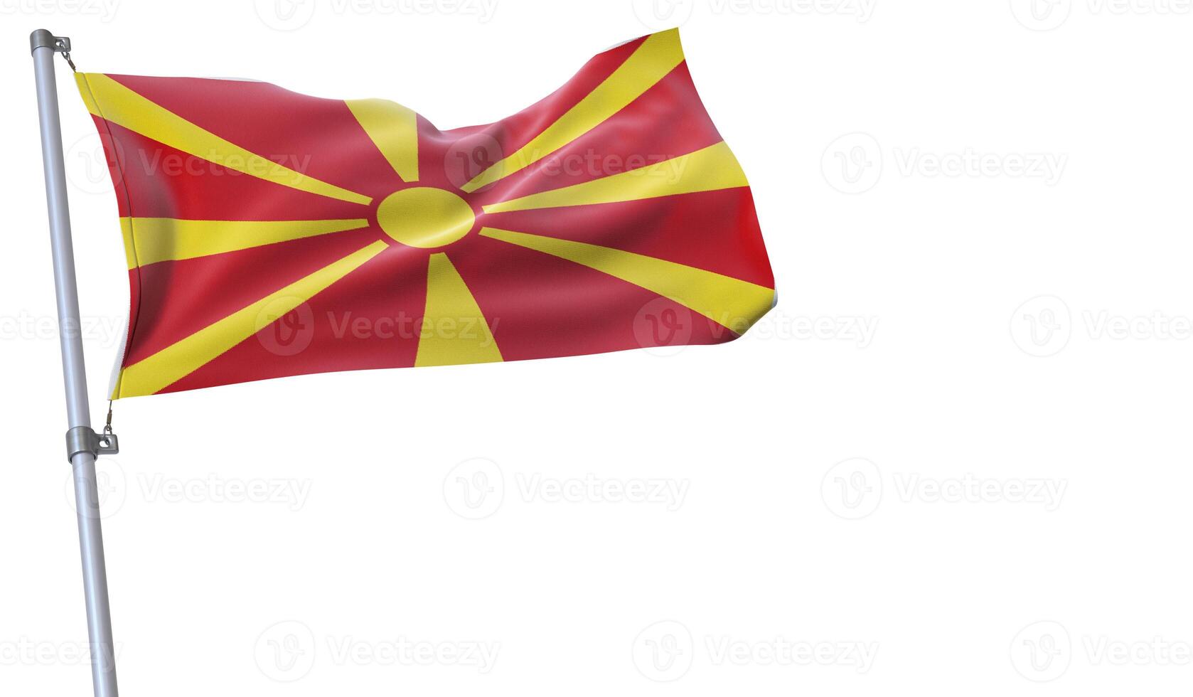 a flag is waving in the wind of Mecedonia on a white background photo