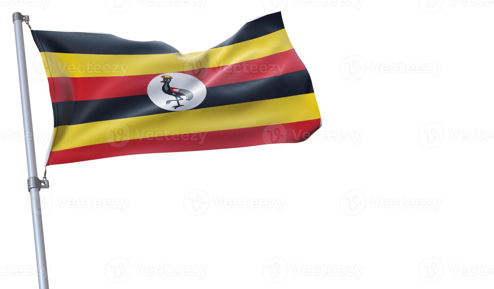 a flag is waving in the wind of Uganda on a white background photo
